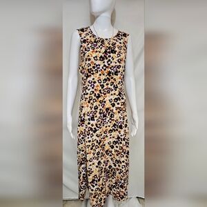 NWT Bobeau Stamped Cheetah Tie-Back Midi Dress – Size L